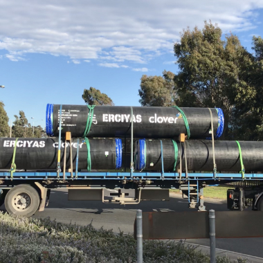 Erciyas pipes on a flatbed truck