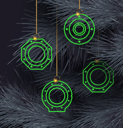 pipe cross-section icons in a Christmas tree