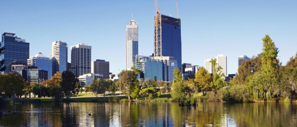 Perth CBD viewed across a river