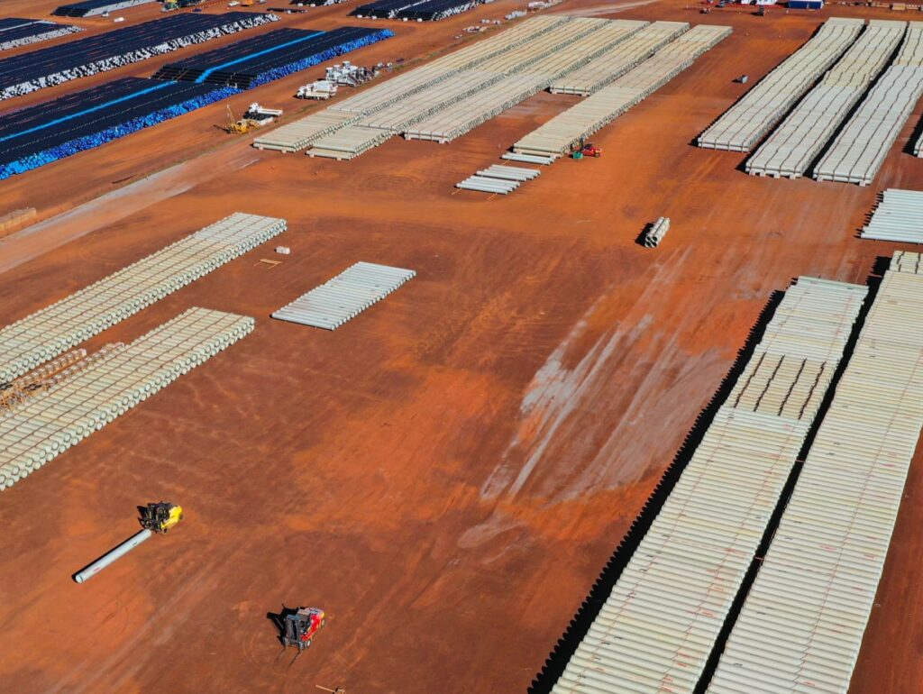 Drone photo showing the worksite of Iron bridge