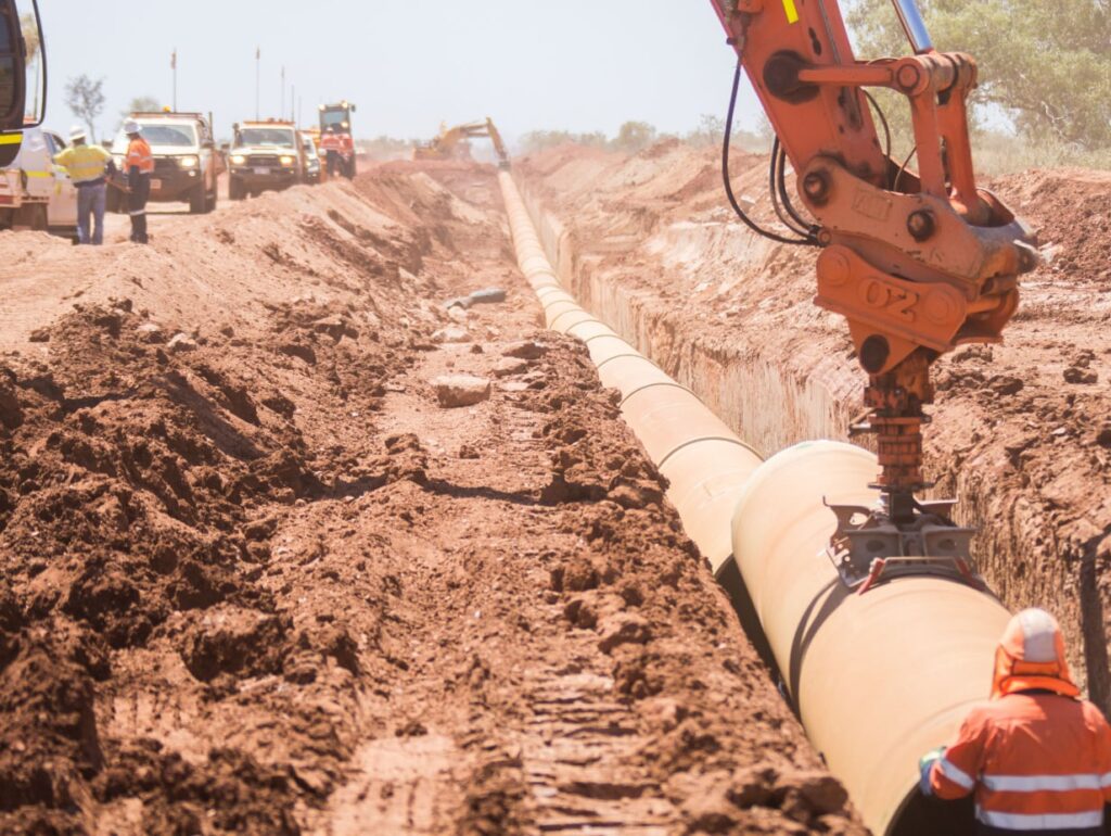 placing a GRP pipe in a trench