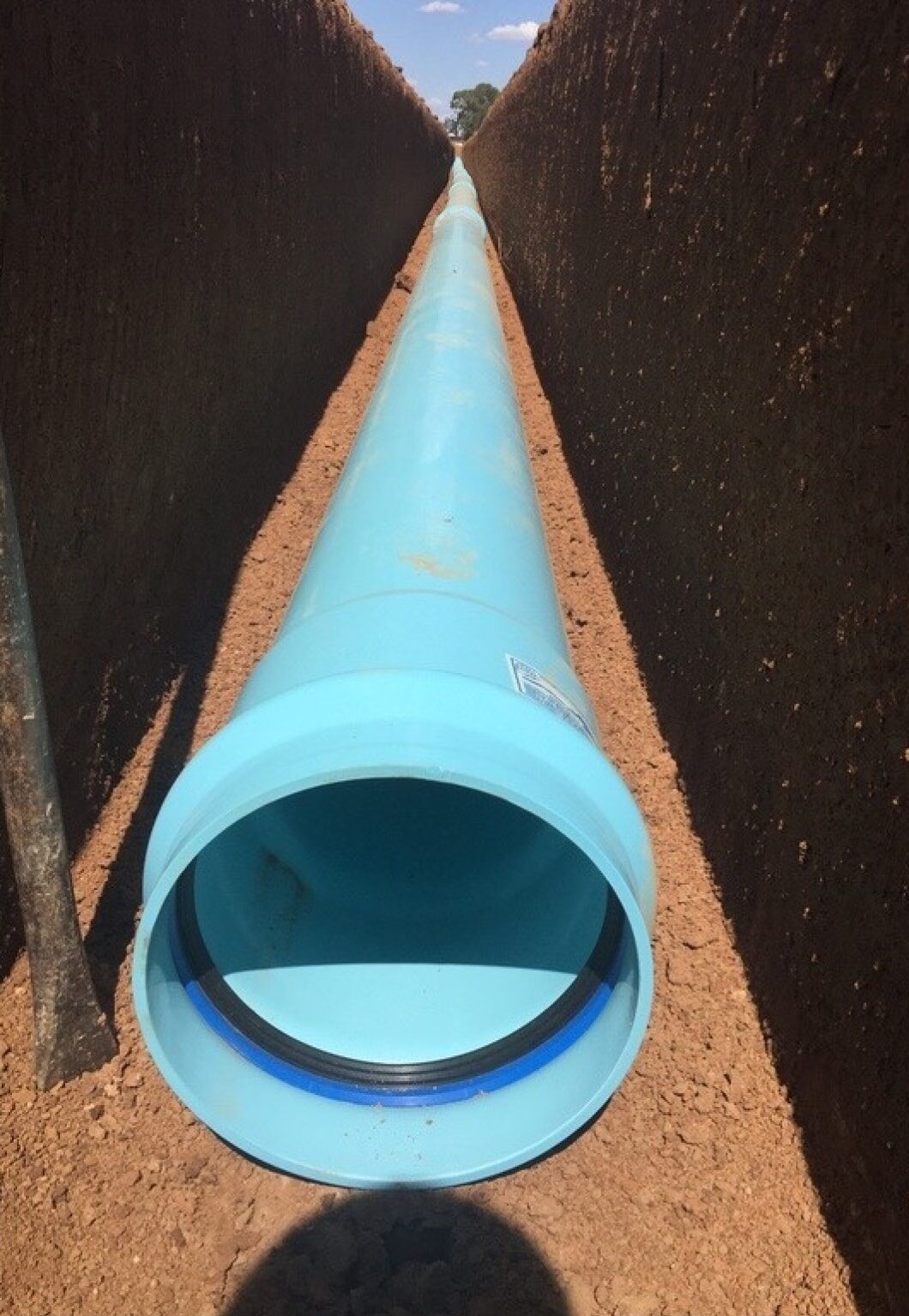 PVC-O pipeline in dug-out trench